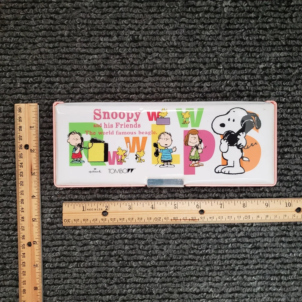 Snoopy Peanuts Pencil Case Dubble sided Japan Retro Rare Collectible Vtg NWOT